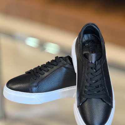 Siyah Deri Spor Ayakkabı