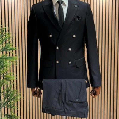 Siyah Premium Kruvaze Takım Elbise