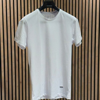 Beyaz Bisiklet Yaka T-shirt