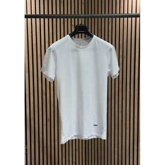 Beyaz Bisiklet Yaka T-shirt