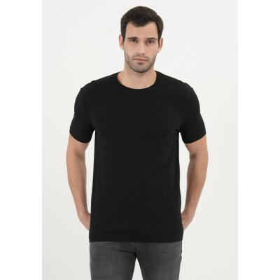 Siyah Bisiklet Yaka T-shirt